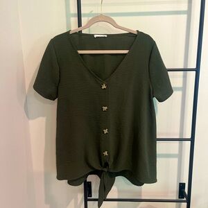 Maternity Button Down Tie Shirt